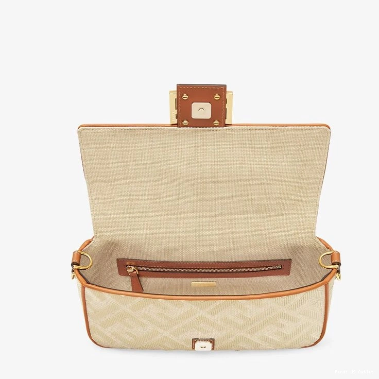 Cheap HOT Motif In Bag Beige FF Medium Fendi Baguette Straw 0814